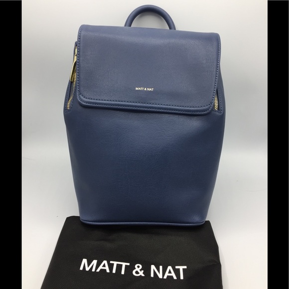 Matt & Nat Handbags - Matt & Nat Blue Vegan Leather Backpack